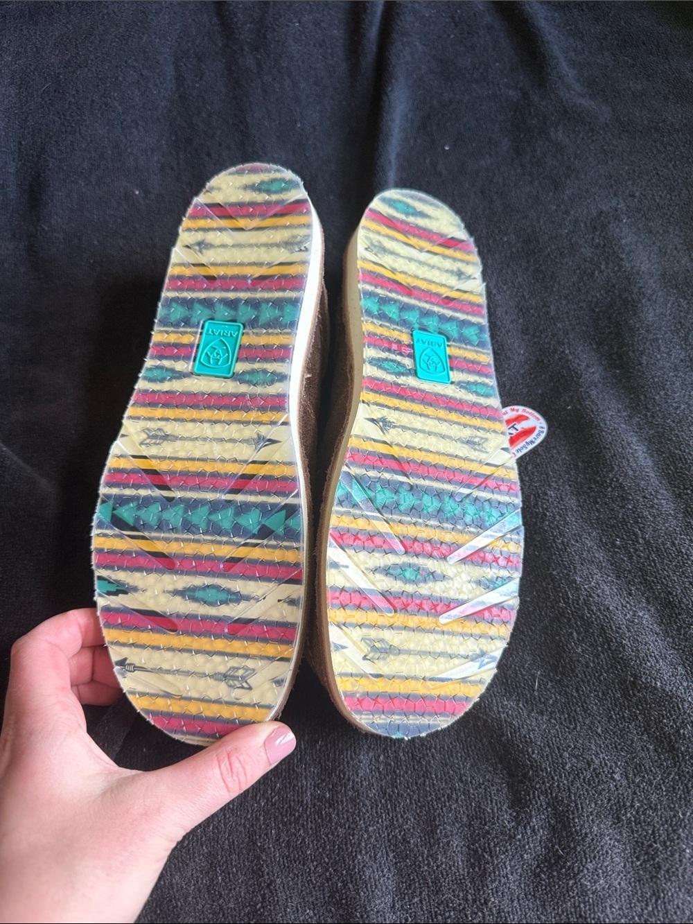Ariat Brown Slip-On Moccasins with Multicolor Aztec Print - Picture 3 of 4